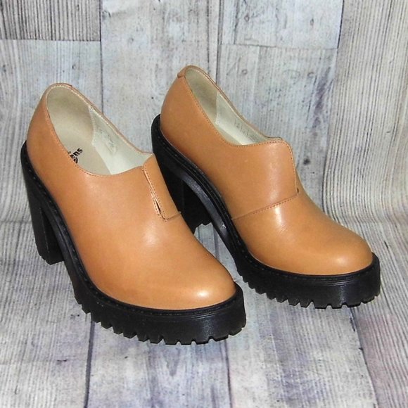 DR. MARTENS Cordelia Tan Leather Platform 4" Heel Shoes Womens Size 7 WORN ONCE - Picture 1 of 7